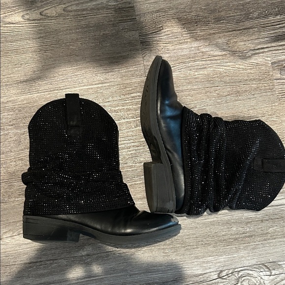 Steve Madden Lassy Little Girl Black Sparkle Ankle Boots Size Kids 13 - Picture 3 of 8